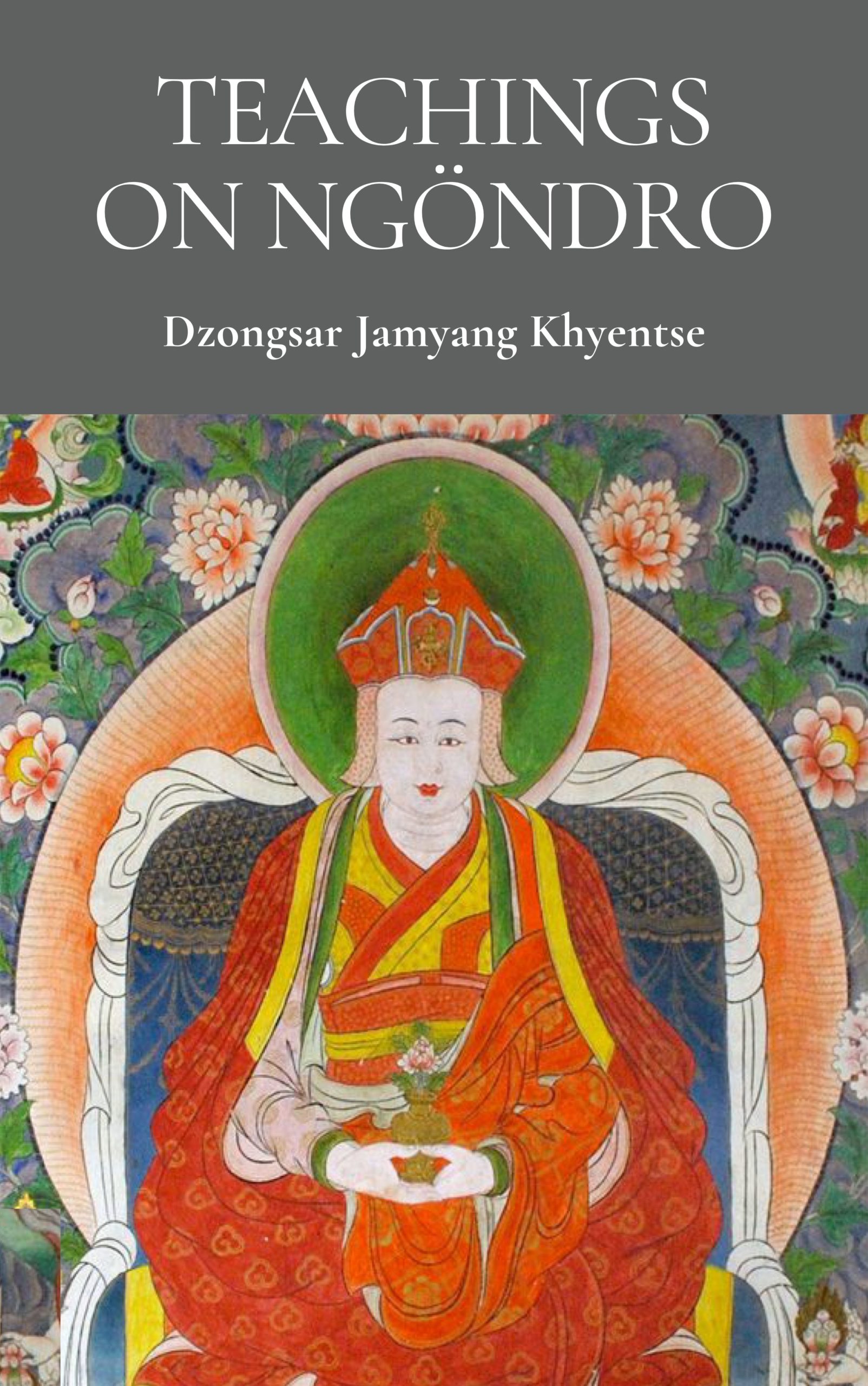 Grey book cover with title of the book on top and traditional Tibetan painting of a person below
